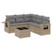 vidaXL 6-delige Loungeset met Kussens, Poly Rattan, Beige