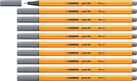 STABILO point 88 Fineliner - 0.4 mm - Dark Grey - Box of 10