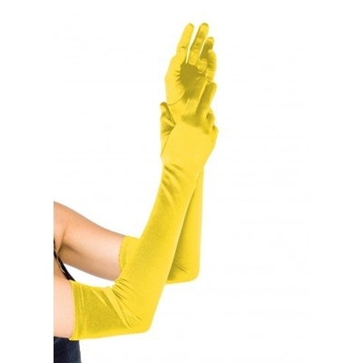 X-TOYS.NL Leg Avenue Europe Extra Long Satin Gloves Yellow