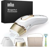 Braun Silk-expert Pro 5 PL5342 Pulserend licht, ontharing thuis, alternatief voor laserontharing, IPL-haarverwijderaar met hoes, venusscheerapparaat, 4 opzetstukken voor gezicht en lichaam, wit/goud