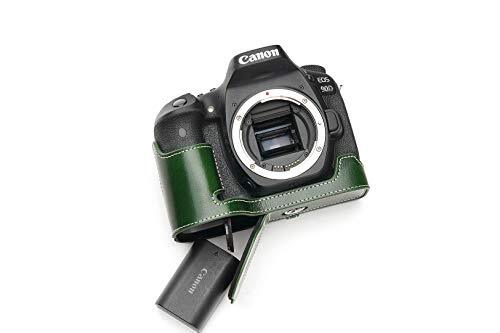 TP Original Handgemaakte Echt Lederen Half Camera Case Tas Cover voor Canon EOS 90D Groene kleur