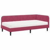 vidaXL Hoek Bed Frame Wijnrood Fluweel 100 x 200 cm