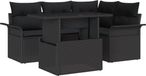 vidaXL Tuinbank Set 5-delig Zwart Polyrotan