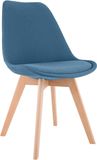 CLP Linares Eetkamerstoel - Design Keukenstoel - Scandinavisch Kuipstoel - Houten Poten Stof/blauw