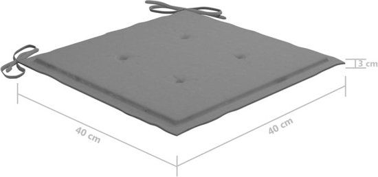 vidaXL Set van 4 klapstoelen met kussens, massief acaciahout, grijs