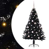 vidaXL - Kunststof - Voorverlichte - Kerstboom - met - 150 - LED - Zwart - 150 - cm - PVC