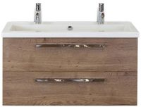 BES LED Seville Badmeubelset 100 cm - Tabacco - Wastafel Djazz 2 Kraangaten