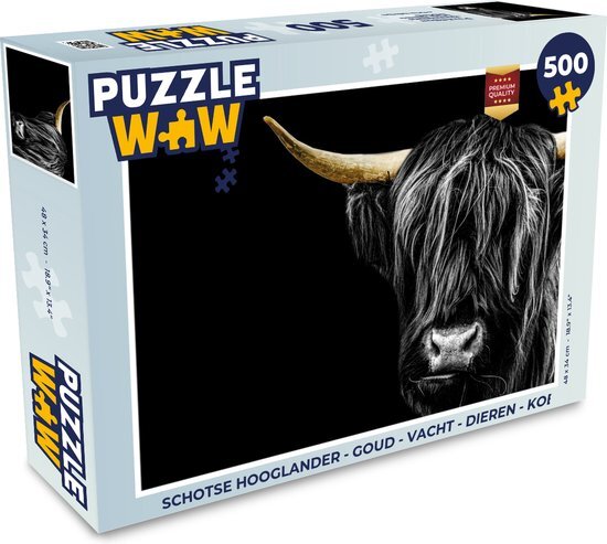 MuchoWow Puzzel Schotse hooglander - Goud - Vacht - Dieren - Koe - Legpuzzel - Puzzel 500 stukjes - Sinterklaas cadeautjes - Sinterklaas voor grote kinderen