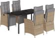 vidaXL 5-delige Tuinset met Kussens, Poly Rattan, Gemengd, Beige