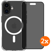 BlueBuilt Protective Cover met MagSafe iPhone 16 + Privacy Screenprotector Duo Pack