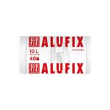 ALUFIX vuilniszakken met handvatten, standaard HDPE/ 10l - 40 vuilniszakken met handvatten - 1 rol/ 8 μm/Wit/Afvalzakken/ 36 × 44 cm/Cosmetische afvalzakken/Vuilniszakken voor - Huishoude