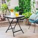 COSTWAY Petite table de bistrot, table d'appoint pliable, table de jardin carrée 46,5x46,5x42cm, table basse avec plateau en verre trempé, table de balcon ou de terrasse pour balcon, terrasse ou jardin
