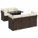 VidaXL Loungeset met Kussens Poly Rattan Bruin