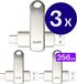 Buddi 3-Pack USB-C Stick 256GB