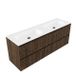 Saniclass Holz Atelier Badkamermeubelset - 160x45x61.5cm - Flow solid surface wastafel wit - 2 wasbakken - zonder kraangaten - 4 lades - mat eiken charcoal (hout) SW1420814/SW1441150