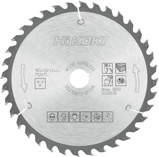 Hikoki Accessoires HiKOKI Cirkelzaagblad HM 165x20 Z36 Dun Voor Accumachines