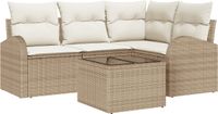 vidaXL Tuinbank - Set - 5 - st - Beige - en - Wit - poly - rattan