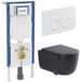 Geberit QeramiQ Dely Swirl Toiletset - 36.5x53cm - Geberit UP720 Duofix Sigma inbouwreservoir - 35mm zitting - witte Delta bedieningsplaat - ronde knoppen - mat zwart
