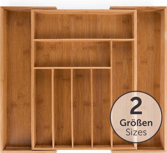 Blumtal Bestekbak - Besteklade van Bamboe - Uitschuifbaar - Organizer voor bestek en keukengerei - Verstelbaar - Groot