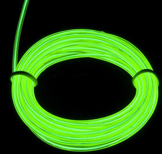 Joni's Glow-Shop EL Wire / Draad - Groen / Green 5 meter - met 3 volt omvormer