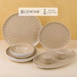 OZ Home Bricard Remy Serviesset 27-delig – Wit/Taupe – Porselein – 6 Personen