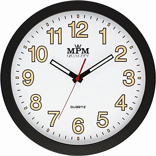 MPM Quality Lumini wandklok - Kunststof - Helder nachteffect - Wit/Bruin - E01.3104.9000