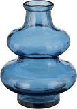 Mica Decorations Vaas Sira - glas transparant - blauw - D12 x H16 cm - vaas - sierlijk model