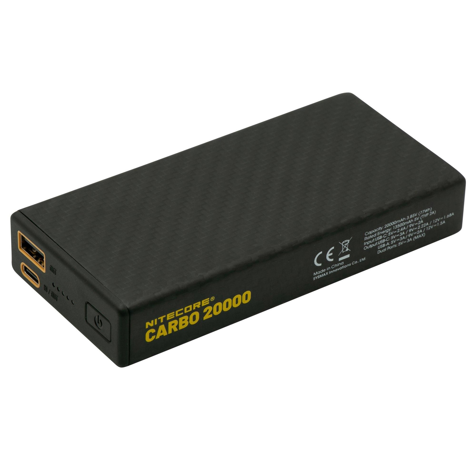 Nitecore CARBO 20000 mAh Powerbank - 20W - Zwart