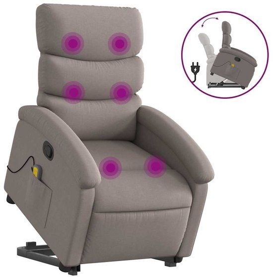 vidaXL Sta-op-massagestoel verstelbaar stof taupe