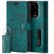 SURAZO Premium Hoes voor mobiele telefoon voor Redmi Note 13 Pro 5G, leren klapbaar, echt leer, beschermhoes, magneet, kaartenvak, RFID-bescherming, bloemenpatroon, flipcase, portemonneehoes, leren