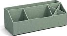 Bigso Box of Sweden ELISA Bureau-organizer met 4 vakken, opbergsysteem voor briefjes, paperclips, pennen enz. – sorteerdoos van vezelplaat en papier in linnenlook – mintgroen