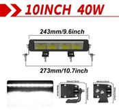 Barre lumineuse LED - Éclairage tout-terrain - 25,4 cm - Rangée unique - Faisceau combiné - 6500 K - IP68 - 12/24 V