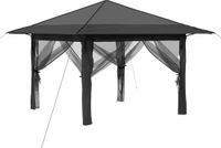 vidaXL Tuinpaviljoen met 4 zijwanden Lichtgrijs en antraciet 3,3 x 3,3 m