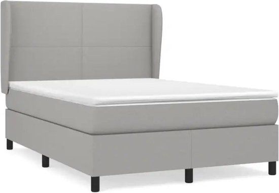 vidaXL Boxspring met matras stof lichtgrijs 140x200 cm