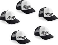 Bellatio Decorations 6x stuks zwart vrijgezellenfeest snapback cap/ truckers pet Bride Squad script dames
