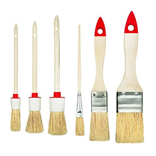 M7 Set of 6 Paint Brushes - Flat & Round - Series 04 - Natural Bristles