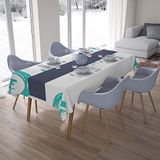 Bonamaison Tafelkleed, Anti-Mold, Sneldrogend, Waterdicht, 100% Polyester Tafellaken, Turkoois, wit, 140 x 200 Cm