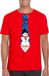 Bellatio Decorations Shoppartners Bv Foute kersttrui t-shirt - met sneeuwpop stropdas print - rood - voor heren - korte mouwen M