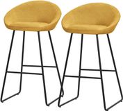 ML-Design Barkruk set van 2 mosterd 56x94x50 cm met rugleuning en voetensteun tot 120 kg