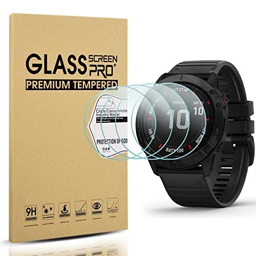 Diruite 4 Stuks Gehard Glas Compatibel met Garmin Fenxi 6X/Fenix 6X Pro/Fenix 6X Pro Beschermfolie,HD Glas Displaybeschermfolie voor Garmin Fenxi 6X Smartwatch