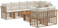 vidaXL Tuinbank Set 9 stuks Natuurlijk en Crème Wit Polyrattan