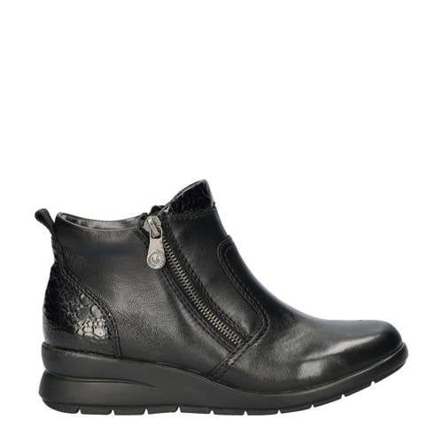 Rieker comfort gevoerde leren enkelboots zwart