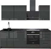Vicco Complete keukeneenheid Fame-Line, Antraciet Hoogglans/Antraciet, 230 cm zonder werkblad