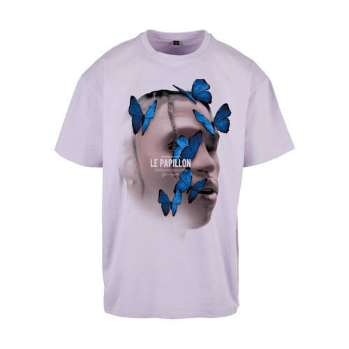 Mister Tee Mister Tee oversized T-shirt Le Papillon met printopdruk lila
