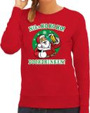 Bellatio Decorations BD Foute Kersttrui - Dames - Rood - Bier Drinkende Kerstman - Niks HOHOHO - XL
