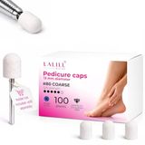 LALILL Lux Slijpkappen, 100 stuks, witte freesdoppen voor nagelfrees, manicure, pedicure en podologie, opzetstukken voor voetverzorging, eeltverwijdering, nagelmodellering, 13 mm, korrel 80