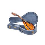 Crossrock Reliëf-serie-houten koffer voor A-stijl mandoline, met sterk gestructureerd oppervlak, nertsen imitatie fleece, roestvrijstalen vergrendelingen - rookblauw (CRW630MASB)