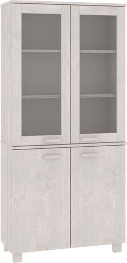 vidaXL Hoge kast HAMAR massief grenenhout wit
