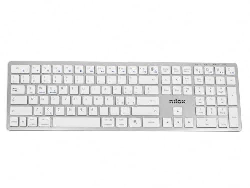 Nilox, Draadloos toetsenbord met 110 toetsen, Bluetooth 5.2 en 2,4 GHz, zilver