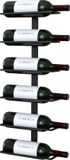 TOJ Étagère à vin - Moderne / Industriel - Étagère à vin suspendue pour mur - 6 bouteilles - Acier inoxydable - Noir mat
